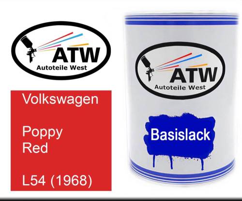 Volkswagen, Poppy Red, L54 (1968): 500ml Lackdose, von ATW Autoteile West.